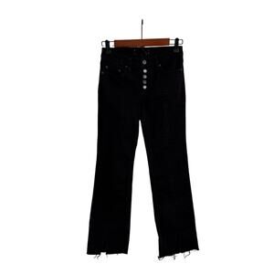 FREE PEOPLE We The Free Black Button Fly BOHO 90s Boot Cut Jeans Size Women's 25